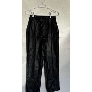 Princess Polly Encore Black Faux Leather High Rise Straight Leg Pants 4‎